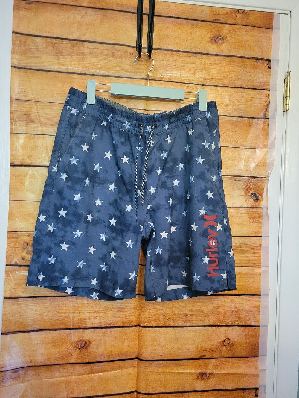 Hurley Men's Navy Star-Print Swim Board Shorts L